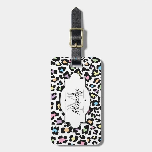 Multicolor Leopard Print Bagagelabel (Voorkant verticaal)