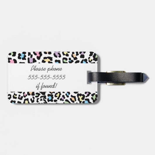 Multicolor Leopard Print Bagagelabel (Achterkant horizontaal)
