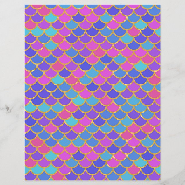 Multicolor Mermaid Scales Scrapbook Paper (Voorkant)