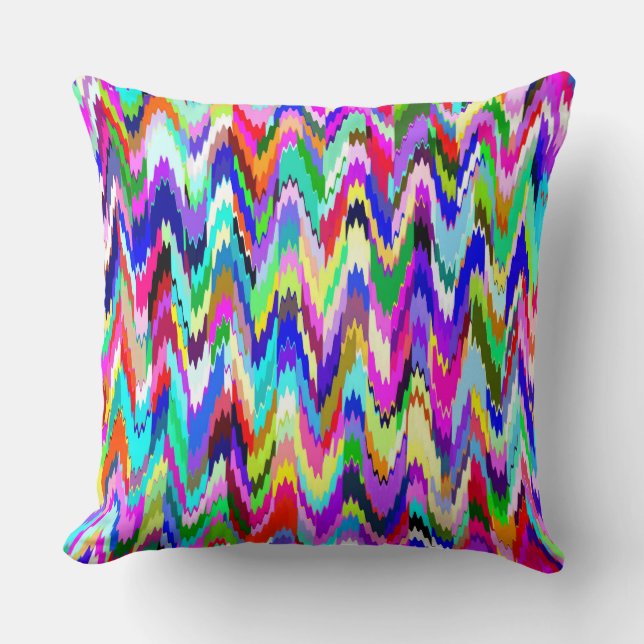Multicolor Mosaic Wave Pattern Kussen (Voorkant)