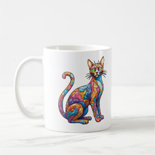 Multicolor Mozaïek grappig Cat 756 Koffiemok