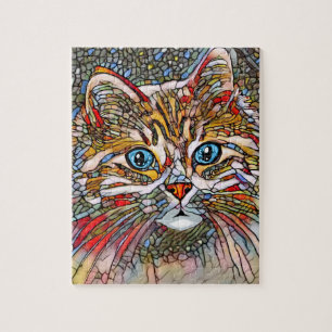 Multicolor Mozaïek Style Cat 699 digitale kunst Legpuzzel