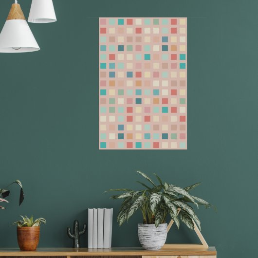 Multicolor Muted Squares Patroon Poster (Woonkamer 1)