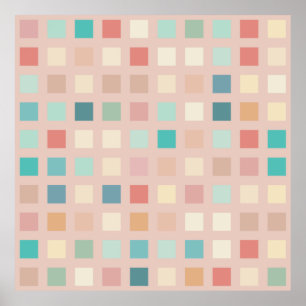 Multicolor Muted Squares Patroon Poster