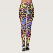 Multicolor Neon Zebra Leopard Leggings & Yoga Pant (Dos)