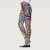 Multicolor Neon Zebra Leopard Leggings & Yoga Pant (Gauche)