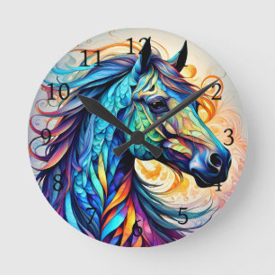 Multicolor Paard 22 kleurrijk Ronde Klok