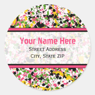 Multicolor Paint Splatter Adresetiketten Ronde Sticker