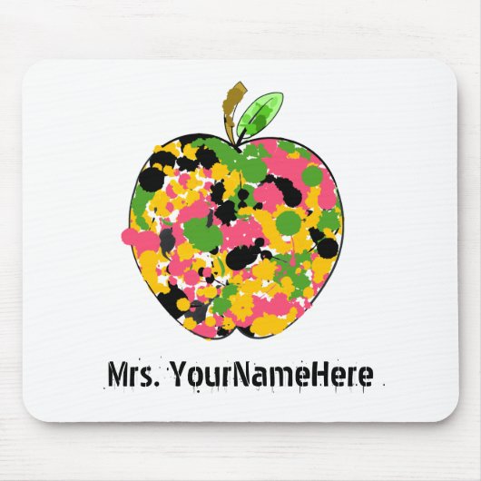 Multicolor Paint Splatter Apple Teacher Muismat (Voorkant)
