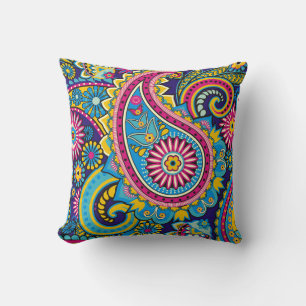 Multicolor paisley bloemenpatroon leuk kussen