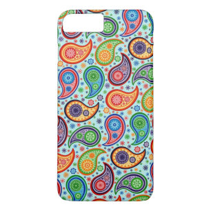 Multicolor  Paisley Soft Blue Background iPhone 8 Plus / 7 Plus Hoesje