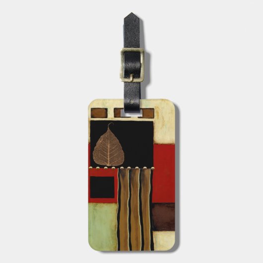 Multicolor paneelschildering met bruine blad bagagelabel (Voorkant verticaal)