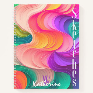 Multicolor papier golven schetsboek notitieboek