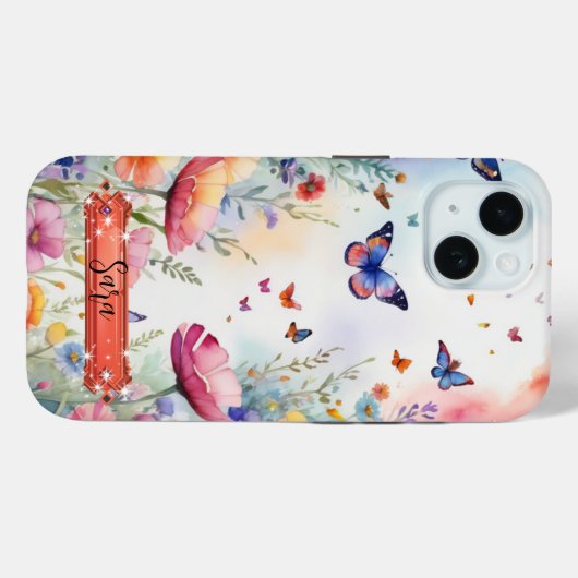 Multicolor Papillon & Fleurs iPhone / coque ipad (Verso (horizontal))