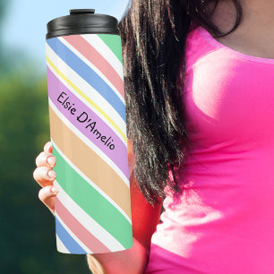 Multicolor pasta diagonaal gepersonaliseerd thermosbeker