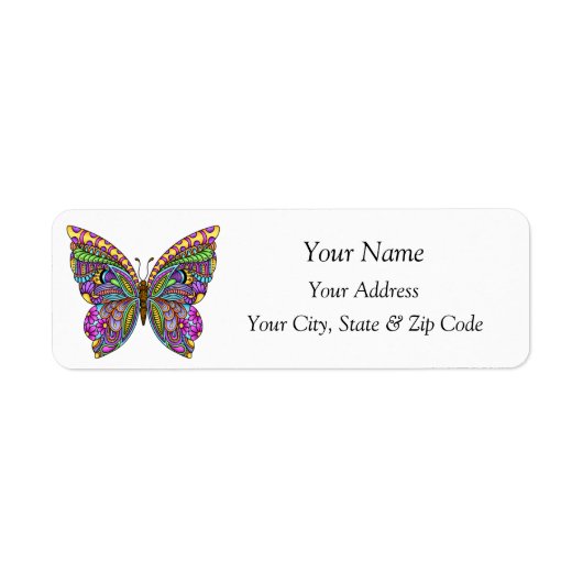 Multicolor Pattern Butterfly Etiket (Voorkant)