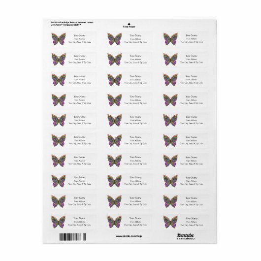 Multicolor Pattern Butterfly Etiket (Full Sheet)