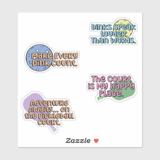 Multicolor Pickleball Player Sticker Pack (Vel)