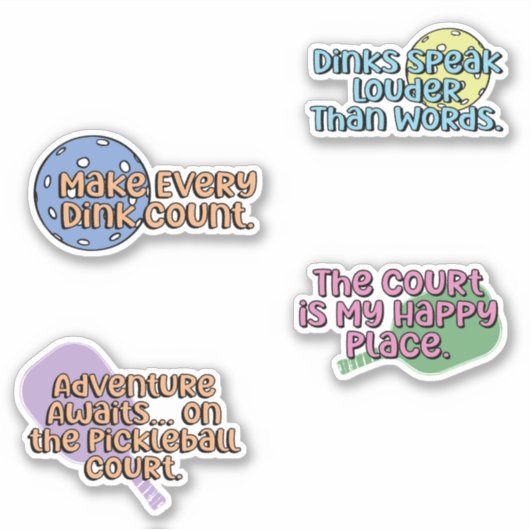 Multicolor Pickleball Player Sticker Pack (Voorkant)