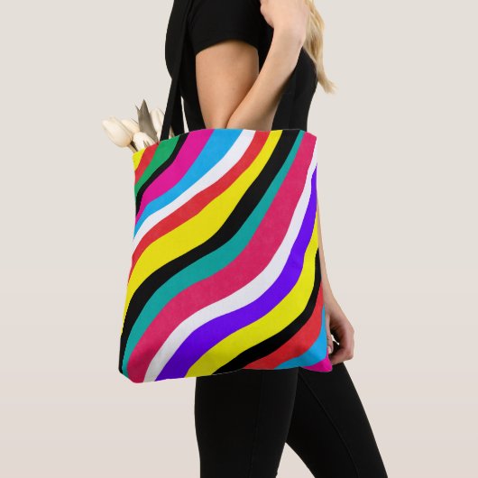 Multicolor Psychedelic Wavy Stripes Draagtas (Dichtbij)