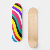 Multicolor Psychedelic Wavy Stripes Skateboard (Voorkant)