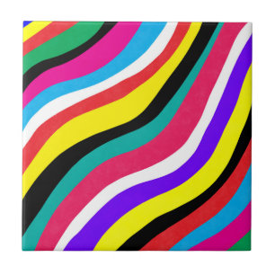 Multicolor Psychedelic Wavy Stripes Tegeltje