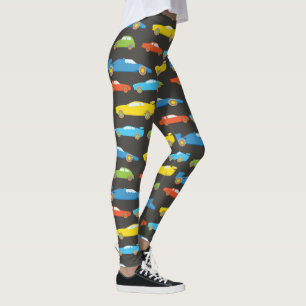 Multicolor Race Cars op Black Leggings