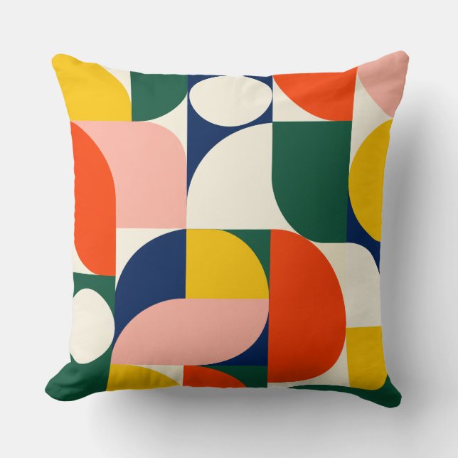 Multicolor Rounded Geometric Composition Kussen (Voorkant)