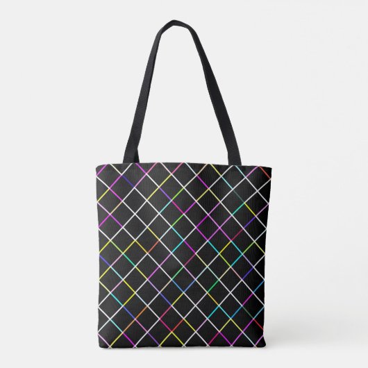 Multicolor Square Lined Pattern Tote Bag (Achterkant)