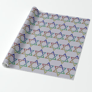 Multicolor Star van David Holiday Wrapping Paper Cadeaupapier
