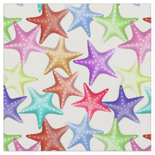 Multicolor Starfish Nautical Summer Beach Stof
