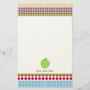 Multicolor Stippen Green Apple Personalized Teache Briefpapier