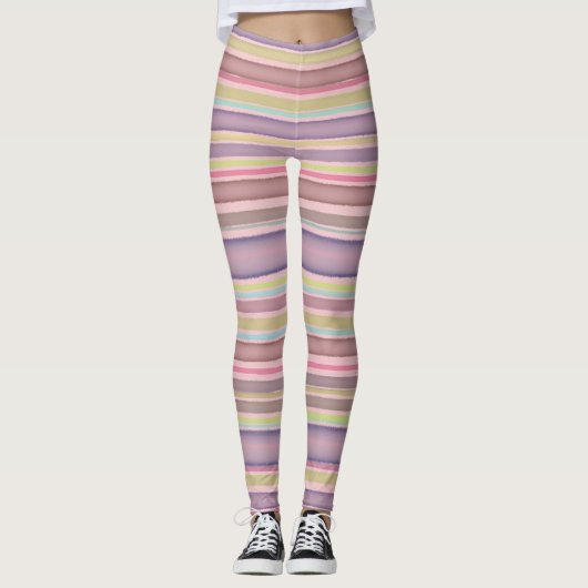 Multicolor strepenontwerp waterverf leggings (Voorkant)
