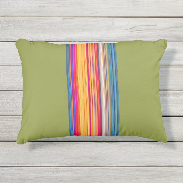 Multicolor Striped Pattern Buitenkussen (Voorkant)