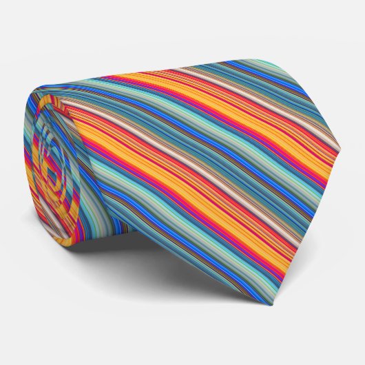 Multicolor Striped Pattern Stropdas (Opgerold)