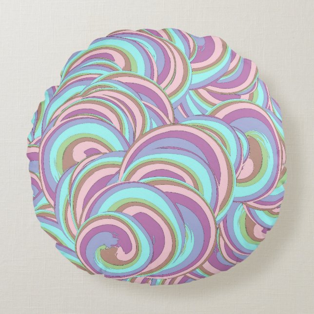 Multicolor Swirls Pattern Rond Kussen (Voorkant)