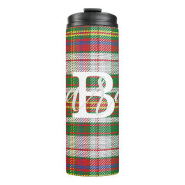 Multicolor Tartan Gecontroleerde monogram Naam Thermosbeker