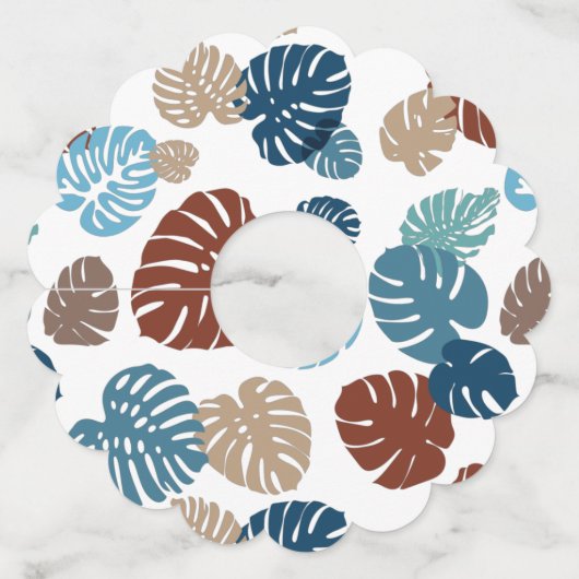 Multicolor tropische bladeren 11 wijnglaslabel (Voorkant)