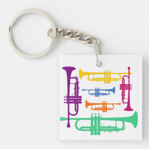 Multicolor Trumpet Brass Music Instrument Sleutelhanger