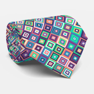 multicolor vierkant geometrisch patroon stropdas