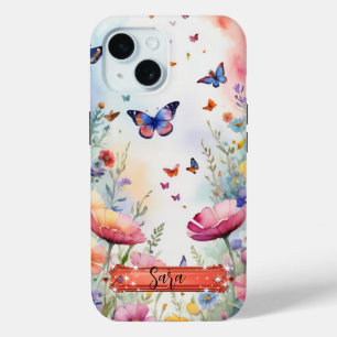 Multicolor Vlinder & Bloemen iPhone / iPad hoesje