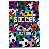 Multicolor Voetbal Collage Medium Cadeauzakje (Voorkant)