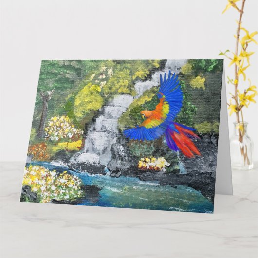  Multicolor Waterfall Garden Scene Painting Kaart (Gele Bloem)