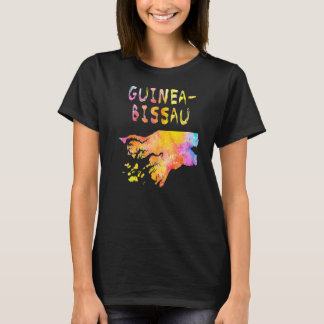 Multicolor Waterverf Guinee-Bissau Map Digital Ar T-shirt