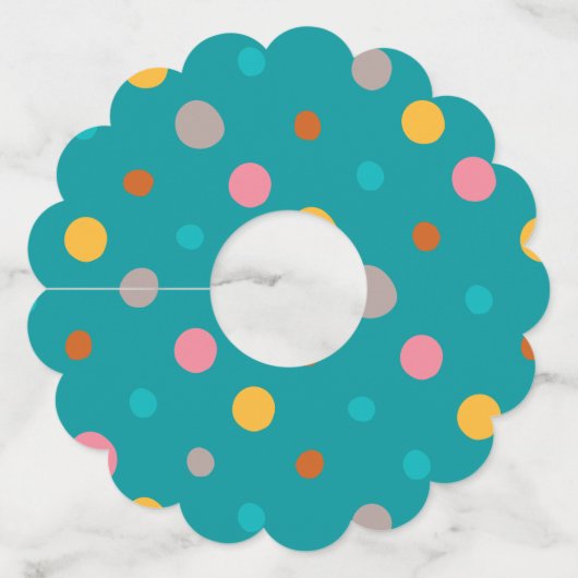 Multicolor Waterverf Stippen 6 Wijnglaslabel (Voorkant)