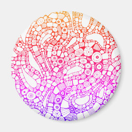 Multicolor Wavy Circles Square Abstract Drawing Magneet
