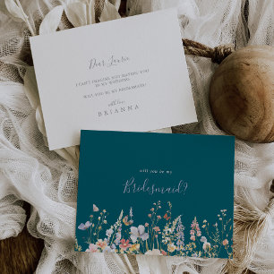 Multicolor Wildflower Green Bruidsmeisje voorstel Notitiekaartje