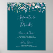Multicolor Wildflower Green Signature Drinken Sign Poster (Voorkant)