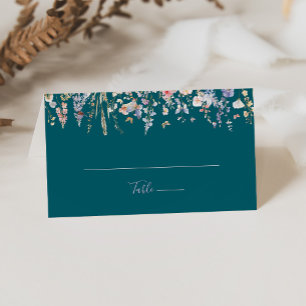 Multicolor Wildflower Green Wedding Place Card