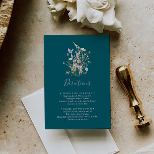 Multicolor Wildflower Green Wedding Routebeschrijv Informatiekaartje
